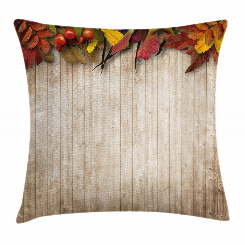 Dry Leaves Berries Vivid Pillow Cover