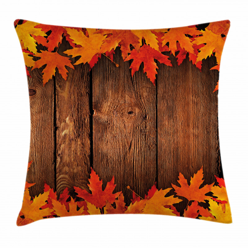 Leaves on the Wooden Board Pillow Cover
