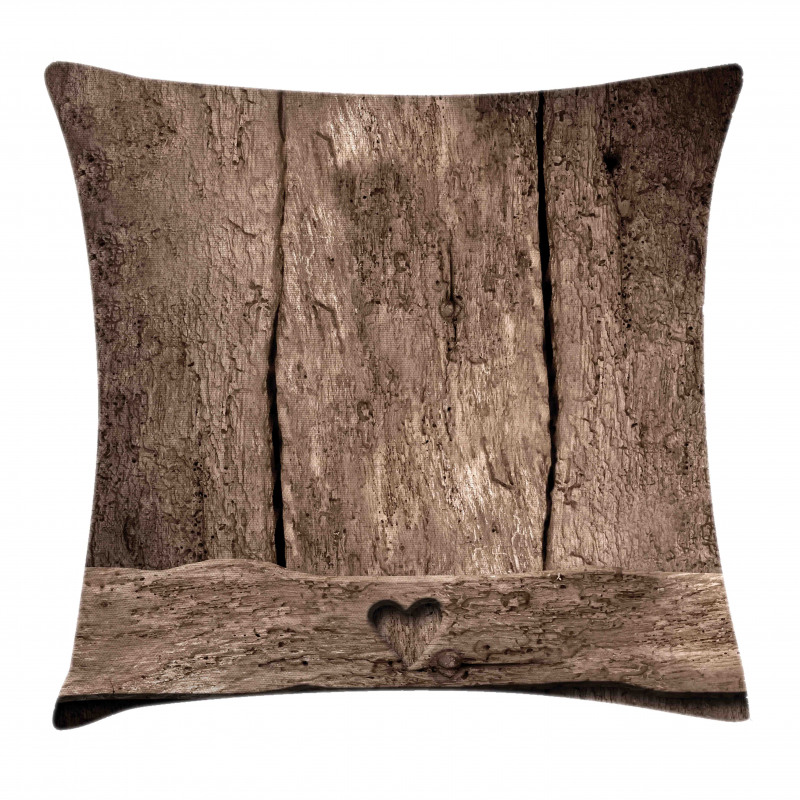 Heart on Wood Pillow Cover