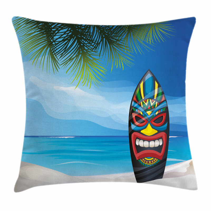 Tiki Surfboard Pillow Cover