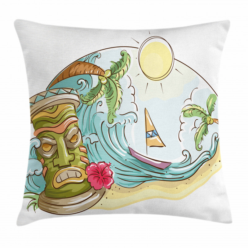 Cartoon Beach Pillow Cover