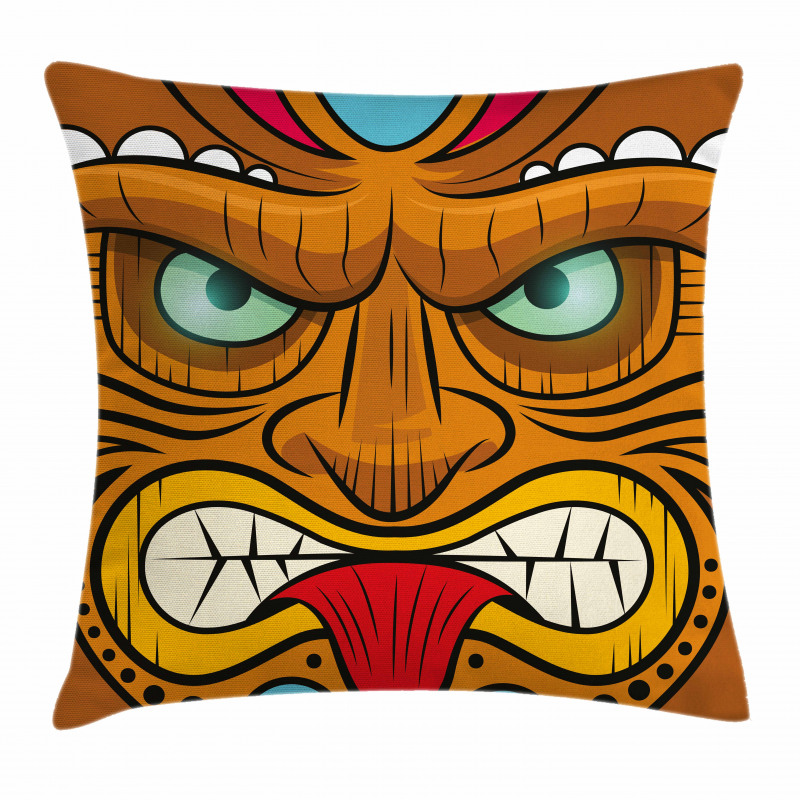 Angry Face Totem Pillow Cover