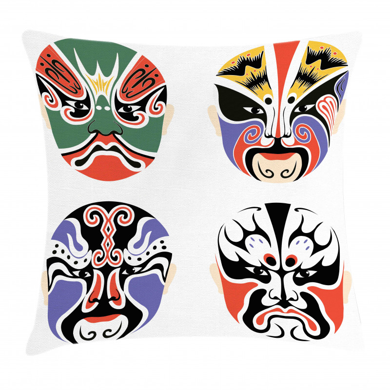Chinese Opera Mask Pillow Cover