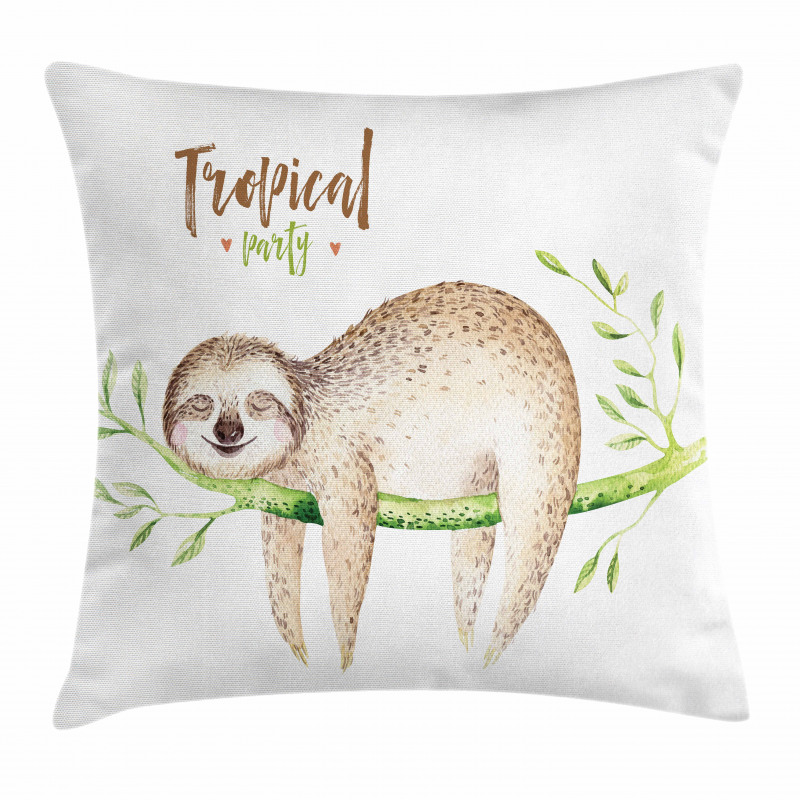 Young Animal on Palm Tree Pillow Cover
