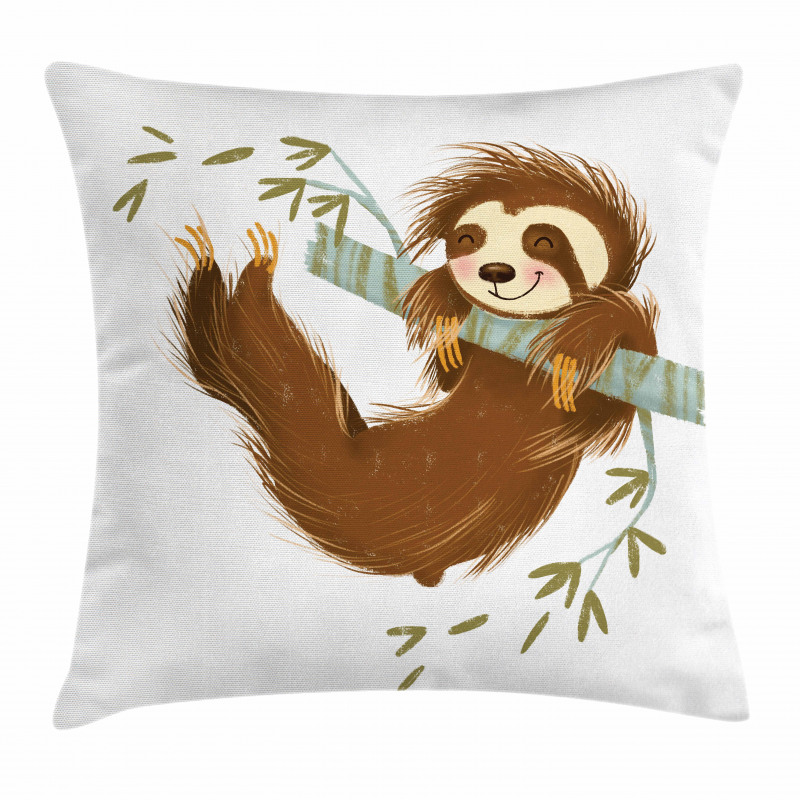 Cheerful Animal on Tree Pillow Cover