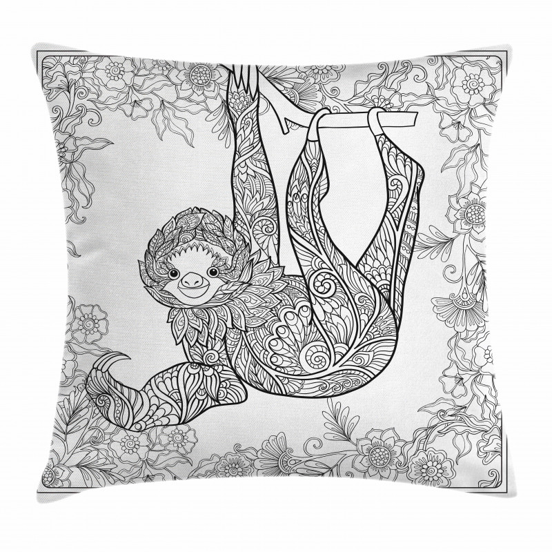Outline Drawing Jungle Pillow Cover