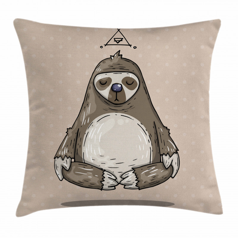 Cartoon Sloth Meditates Pillow Cover