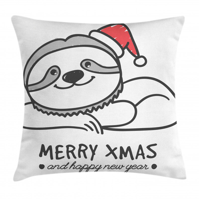 Sloth Christmas Hat Pillow Cover