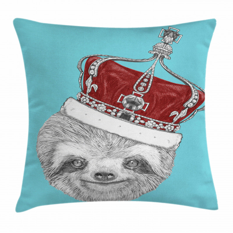 Sloth with Imperial Crown Pillow Cover