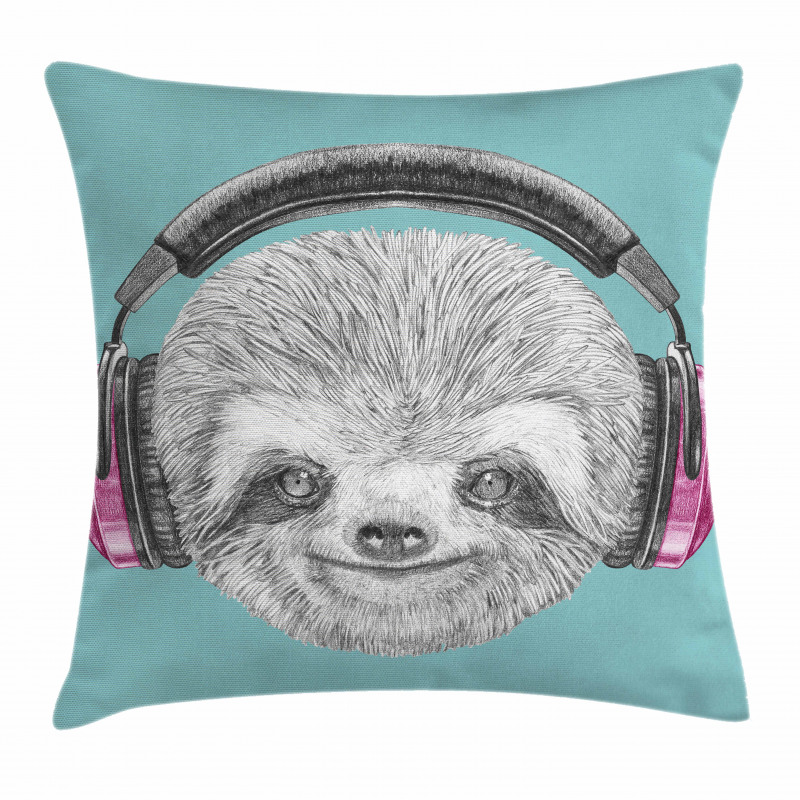 DJ Sloth Headphones Pillow Cover