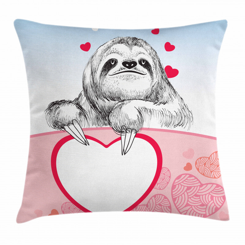 Romantic Sloth in Love Pillow Cover