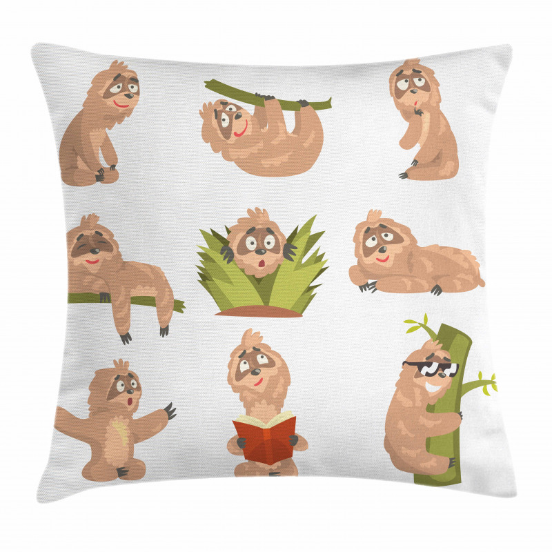Different Posed Animals Pillow Cover