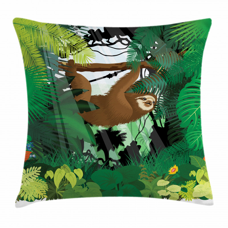 Vibrant Rainforest Plants Pillow Cover