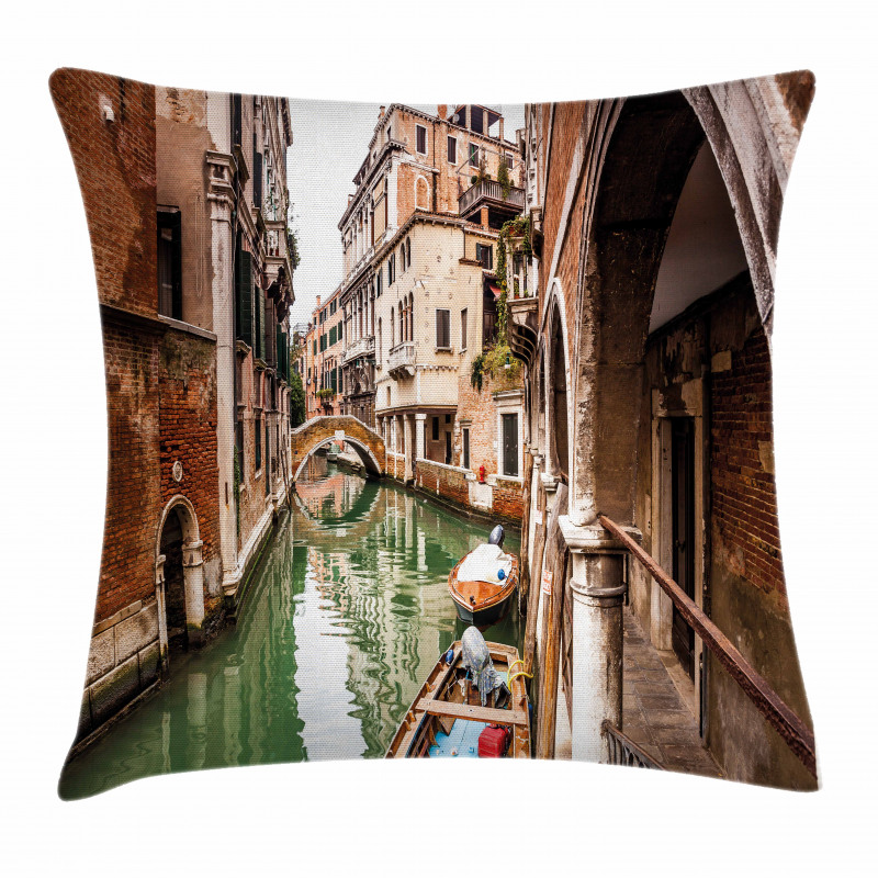 Famous Water Canal Boats Pillow Cover