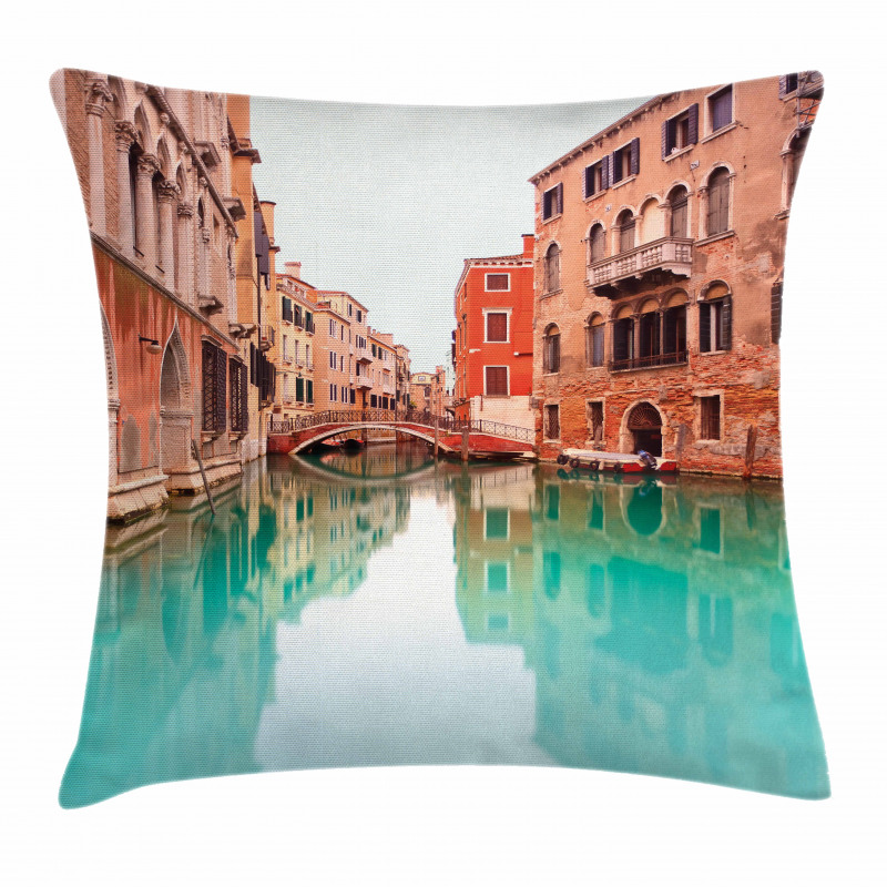 Water Canal Bridge Boat Pillow Cover