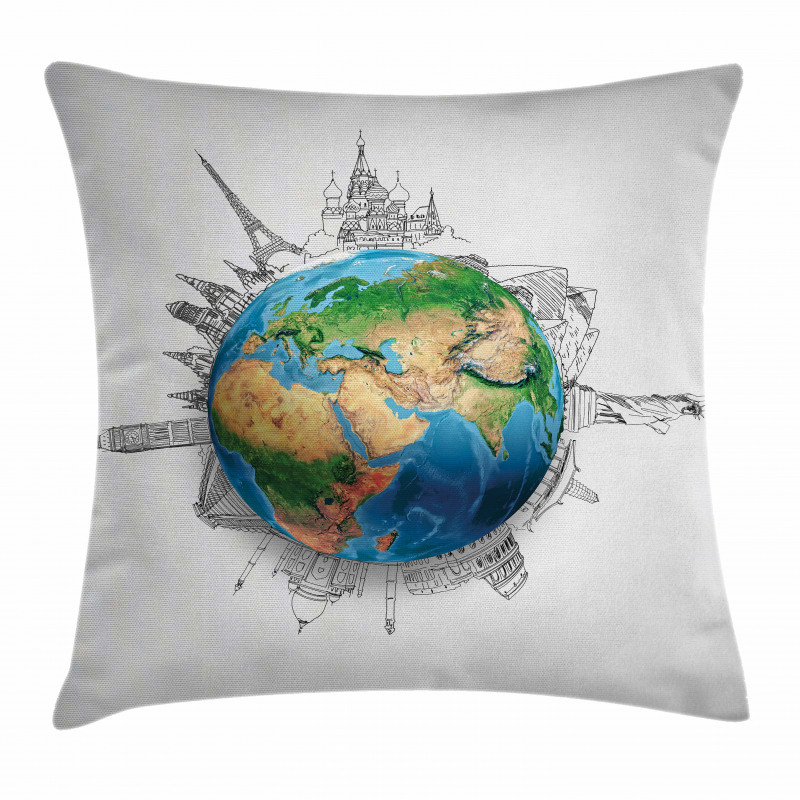 Realistic Globe Planet Pillow Cover