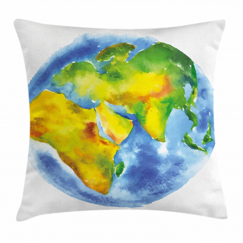 Globe of Earth Watercolors Pillow Cover