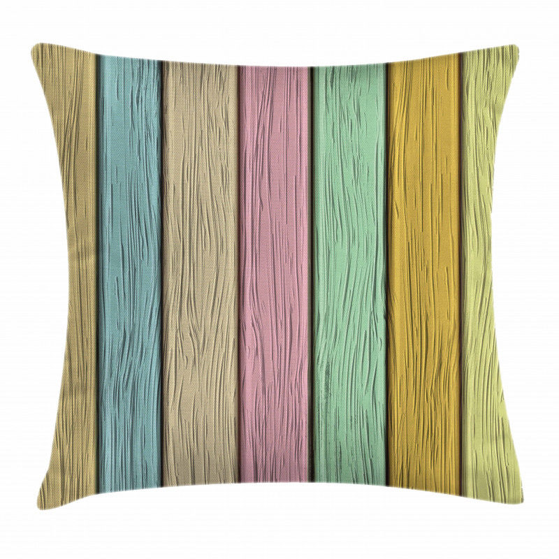 Colorful Wooden Planks Pillow Cover
