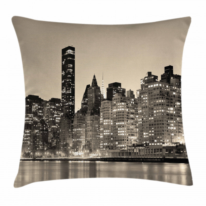 Manhattan City Night Pillow Cover