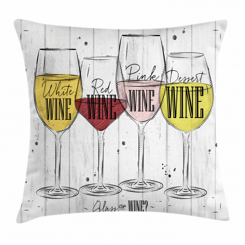 4 Types of Wine Rustic Pillow Cover