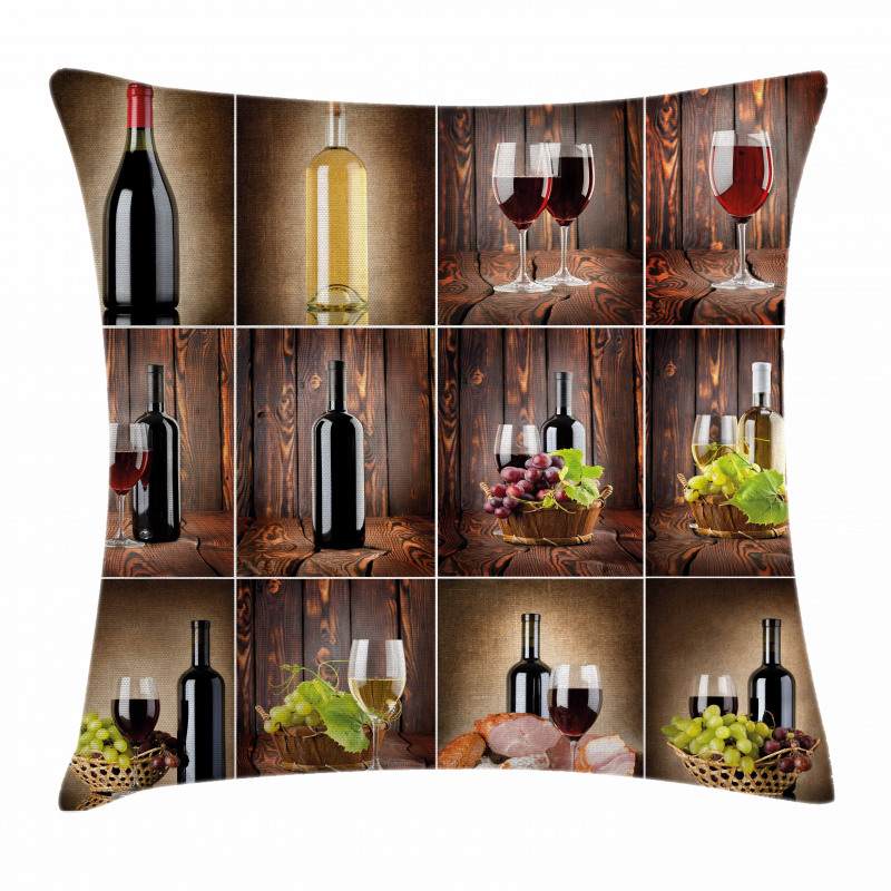Grapes Meat Drink Collage Pillow Cover