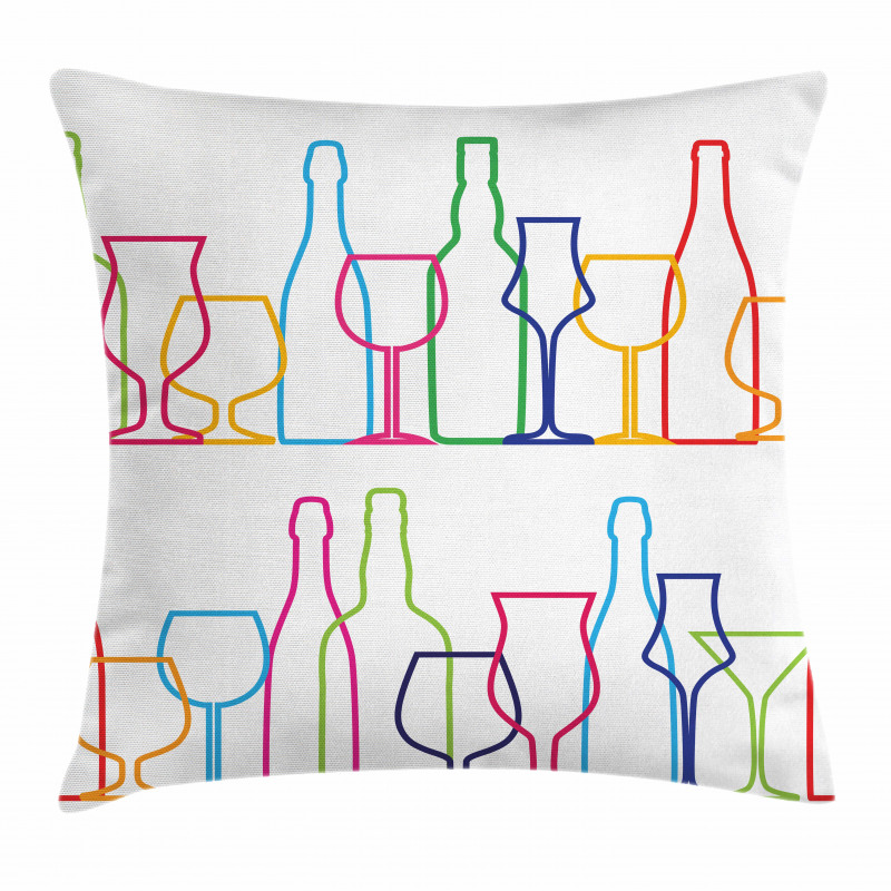 Colorful Outline Bottles Pillow Cover