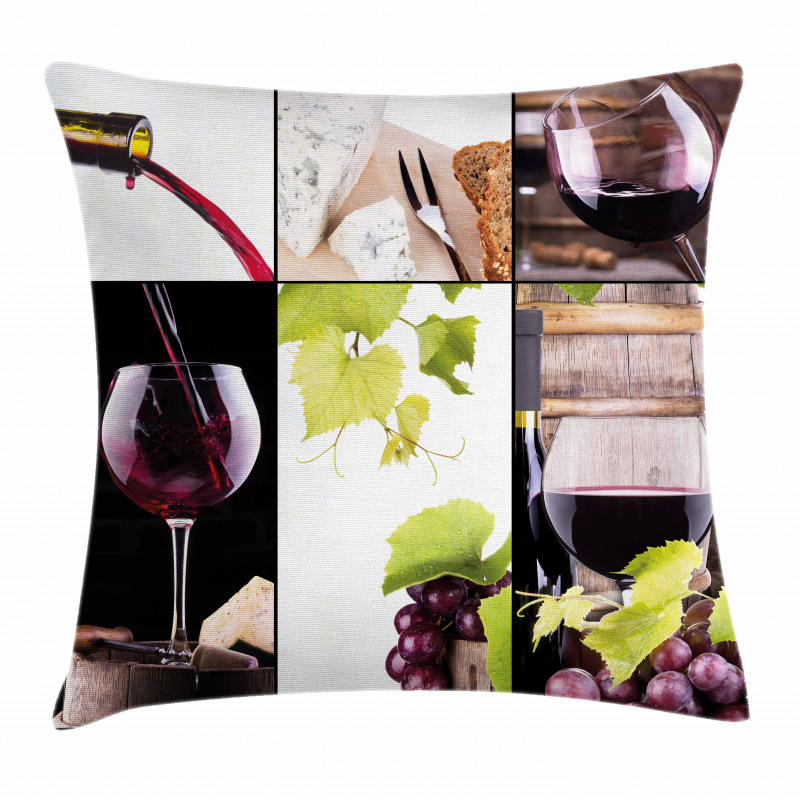 Themed Bottle Wineglass Pillow Cover