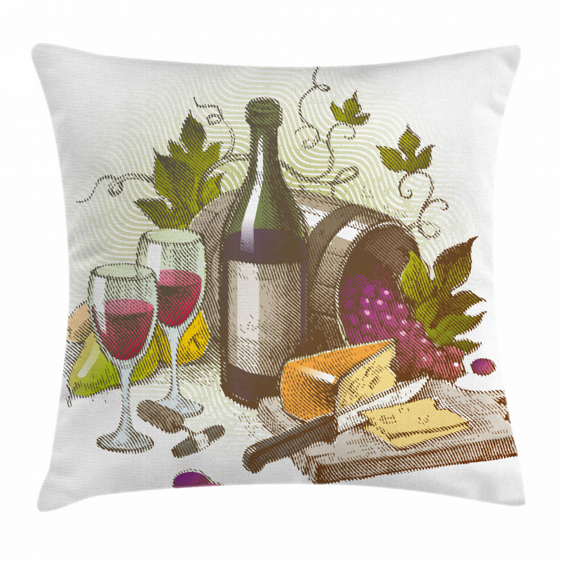 Vintage Wine and Cheese Pillow Cover