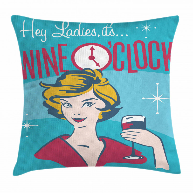 Ladies It's Wine O'clock Pillow Cover
