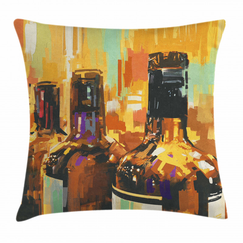 Bottles Brushstrokes Art Pillow Cover