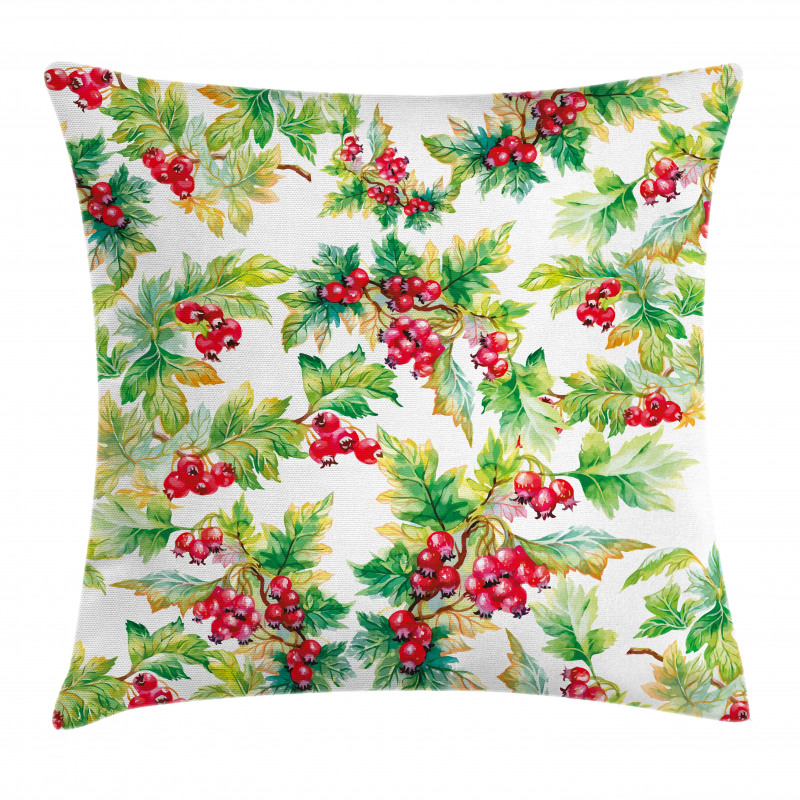 Watercolor Berries Winter Pillow Cover