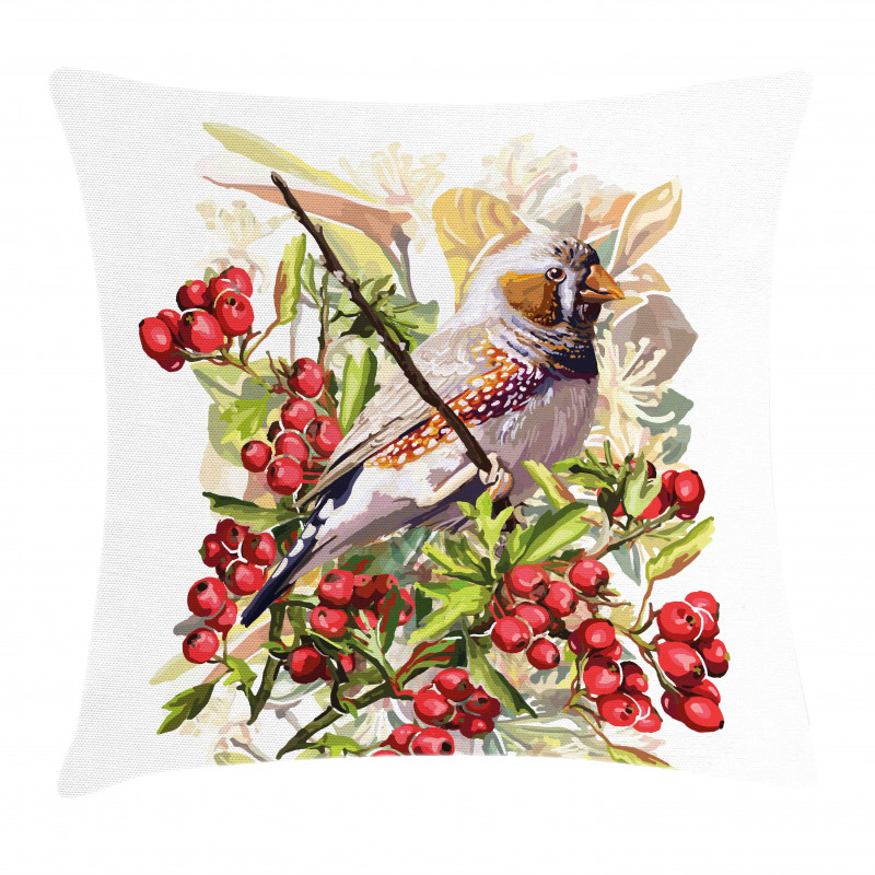 Colorful Bird and Shrubs Pillow Cover