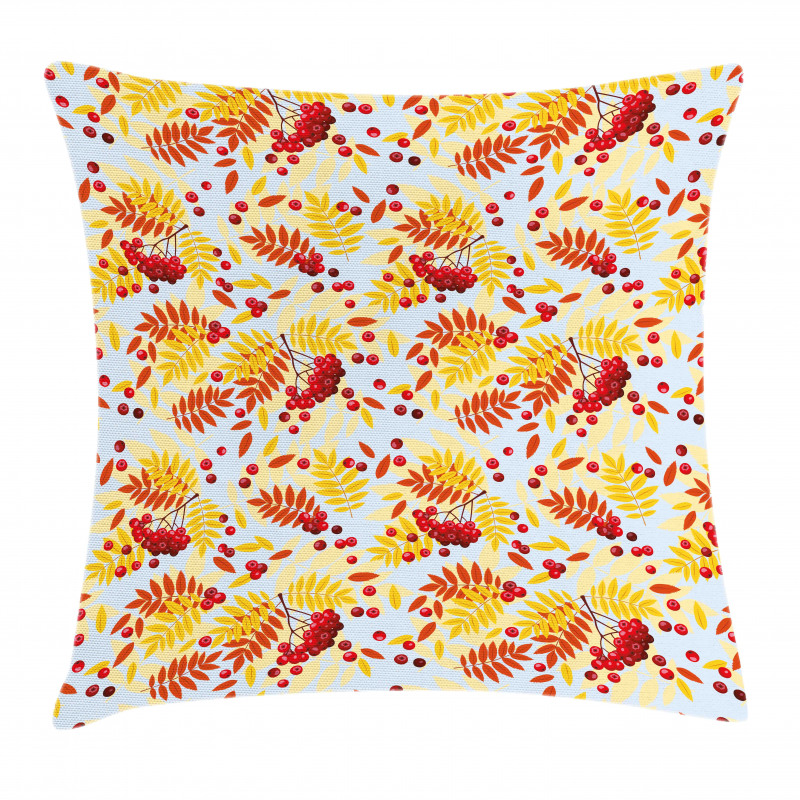Ripe Berries Dried Leaves Pillow Cover