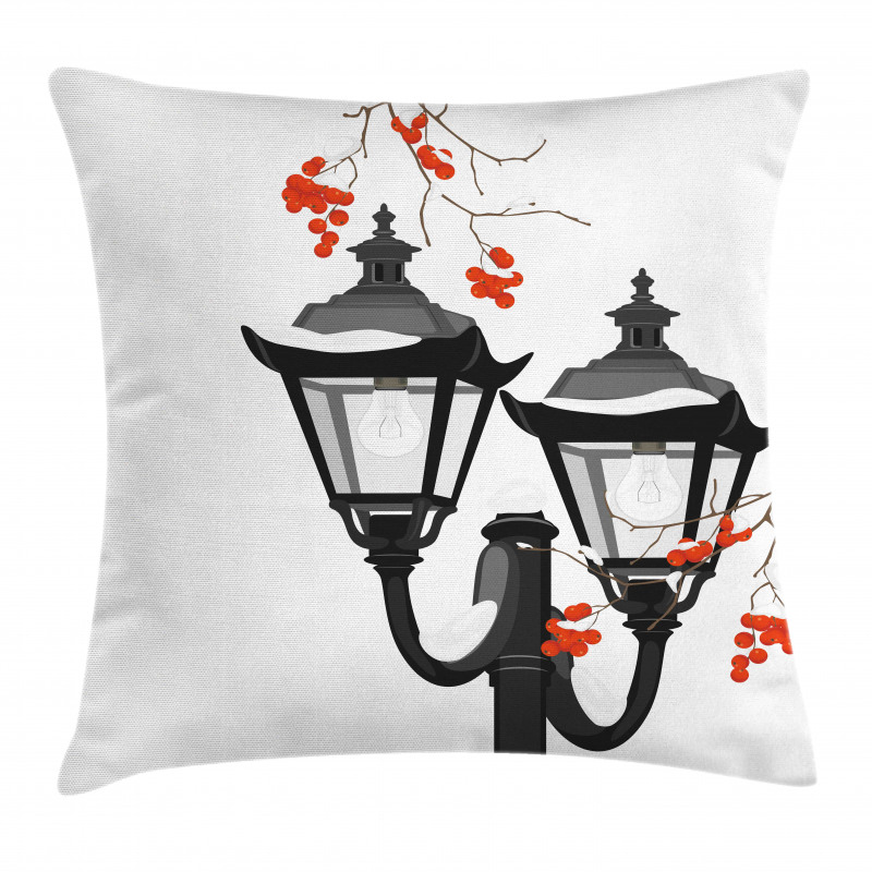 Lantern Snowy Branches Pillow Cover