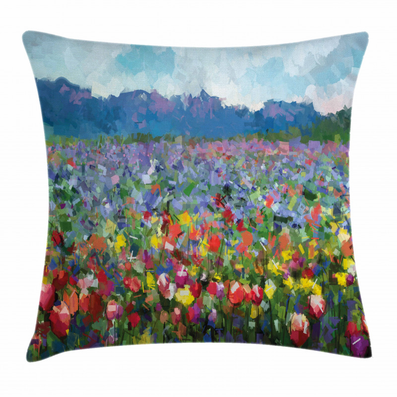 Rural Landscape Tulip Pillow Cover