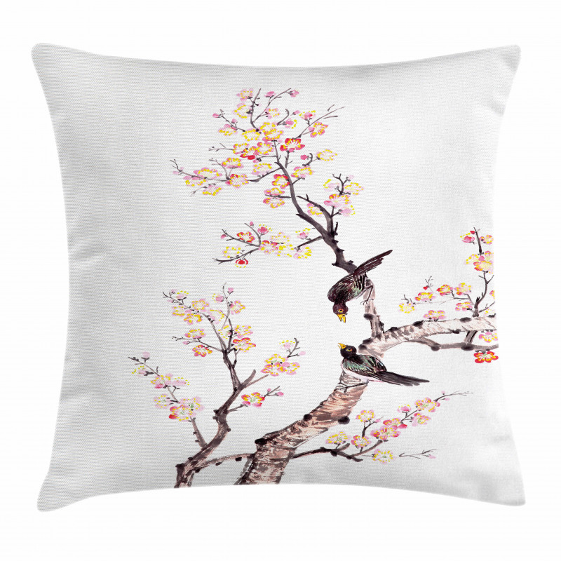 Chinese Paint of Flowers Pillow Cover