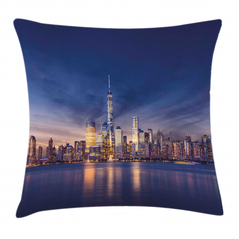 New York Skyline Evening Pillow Cover