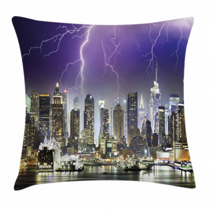 Storm Thunder in New York Pillow Cover