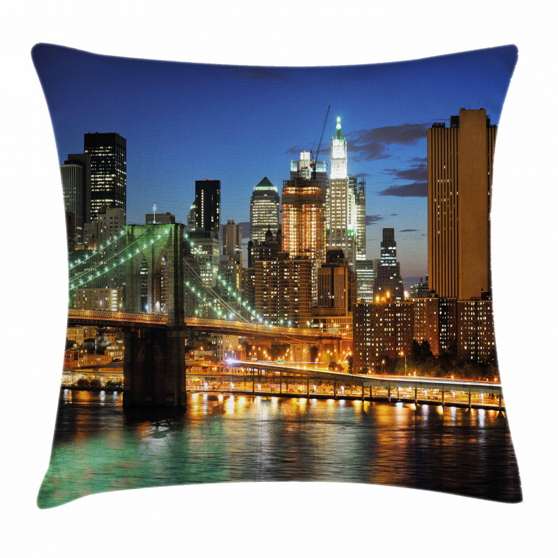 New York at Night Bridge Pillow Cover