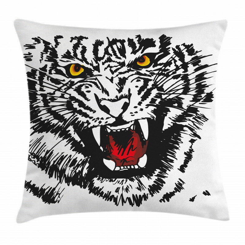 Angry Feline Vivid Eyes Pillow Cover
