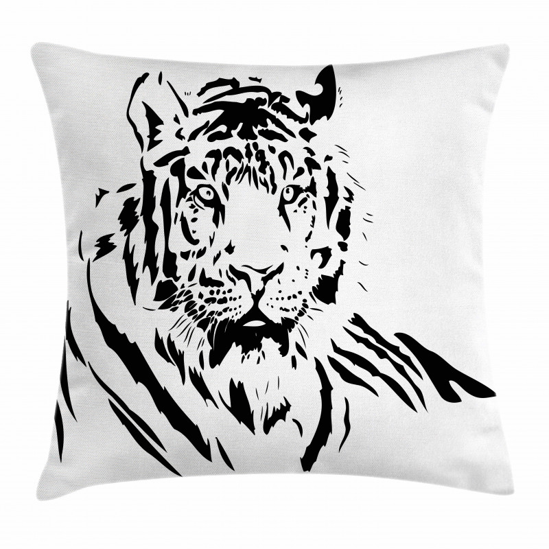 Black Outline Hunter Cat Pillow Cover