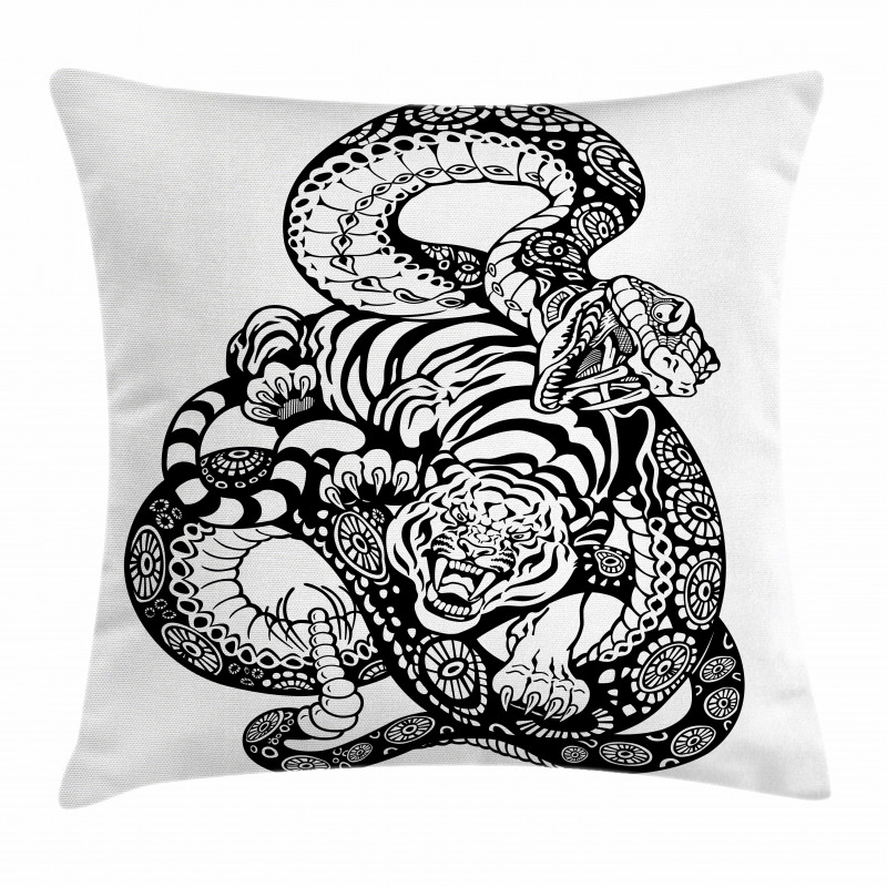 Snake and Tiger Pattern Pillow Cover
