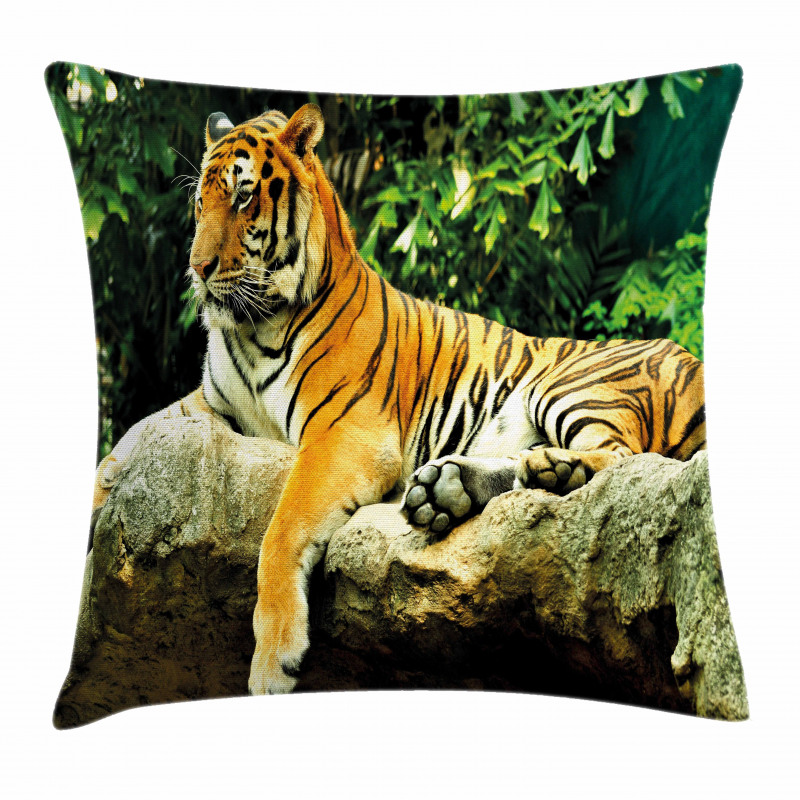 Big Cat Resting in Forest Pillow Cover