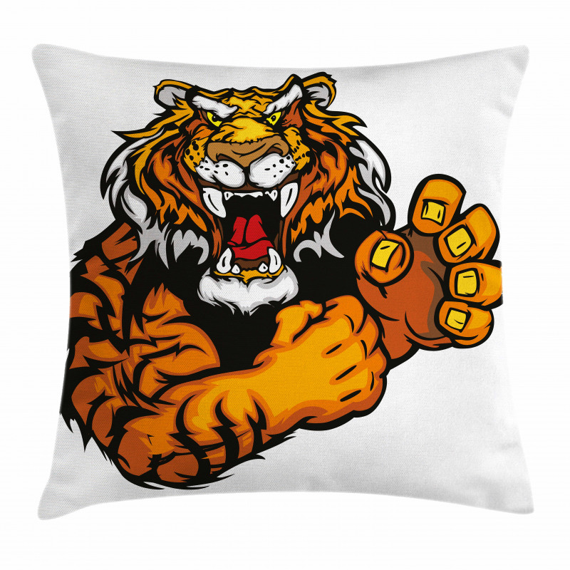 Cartoon Angry Wild Cat Pillow Cover