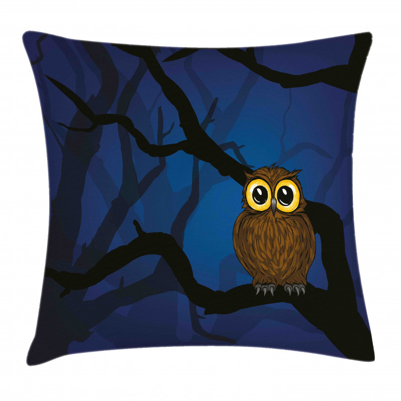 Owl on Tree Branch Pillow Cover