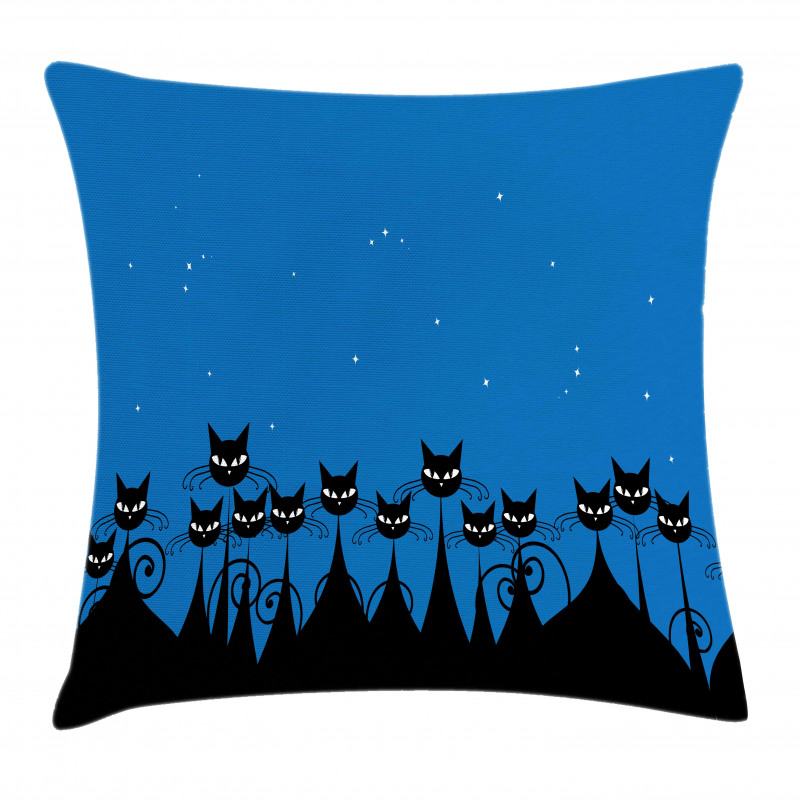 Black Cats Starry Sky Pillow Cover
