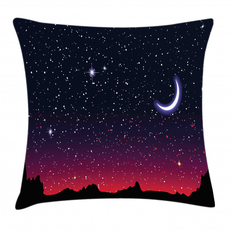 Red Sky Starry Landscape Pillow Cover