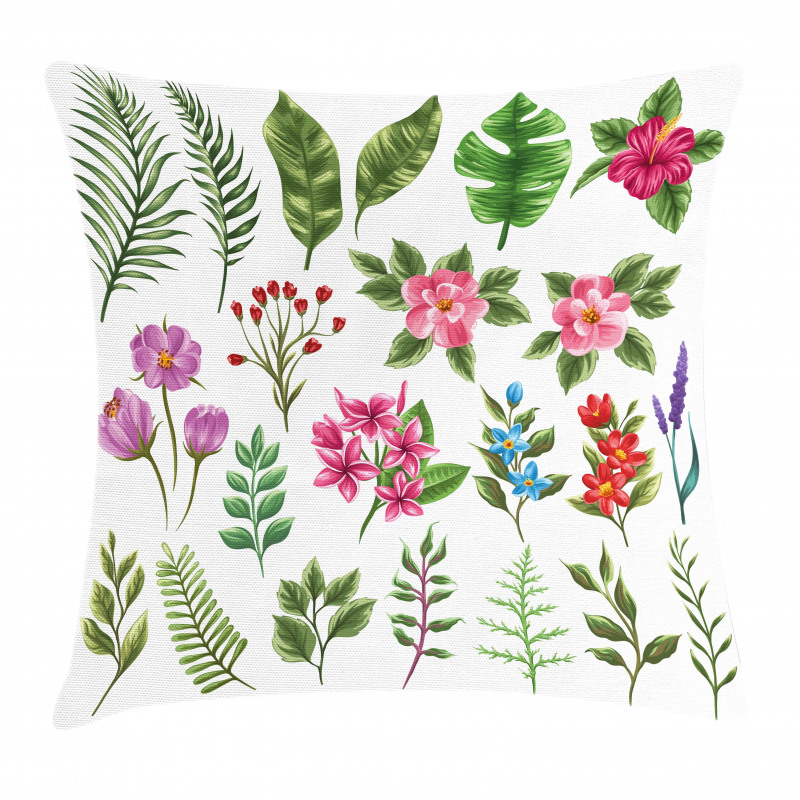 Exotic Flowers and Ferns Pillow Cover