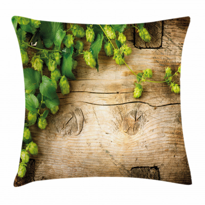 Hop Twigs on Wood Pillow Cover