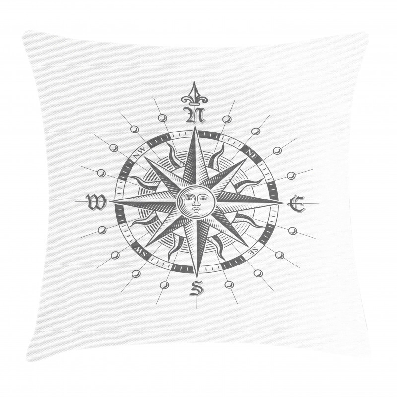 Face Sun Drawing Style Pillow Cover